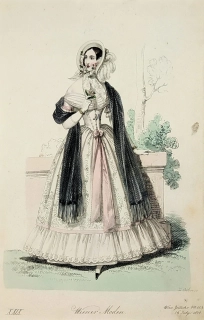 Vídeňská dámská móda – Wiener Moden XXIX., Fr. X. Stöber, původní kolorovaný oceloryt, 1840