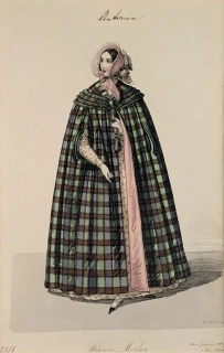 Vídeňská dámská móda – Wiener Moden XLIX., Fr. X. Stöber, původní kolorovaný oceloryt, 1840