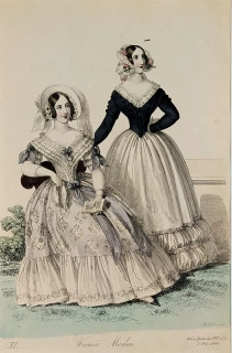 Vídeňská dámská móda – Wiener Moden XL., Fr. X. Stöber, původní kolorovaný oceloryt, 1840