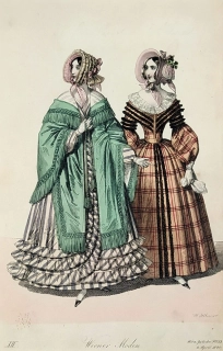 Vídeňská dámská móda – Wiener Moden XIV., Fr. X. Stöber, původní kolorovaný oceloryt, 1840