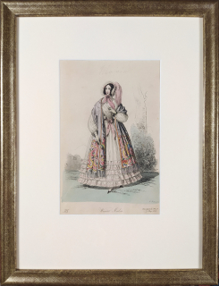 Vídeňská dámská móda – Wiener Moden XIX., Fr. X. Stöber, původní kolorovaný oceloryt, 1840