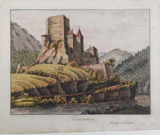 Angenstein – Fr. K. Wolf, A. Pucherna, staře kolorovaný původní lept, 1801