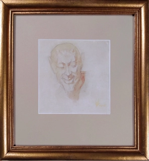 Oliva Viktor – Faun, kresba tužkou kolorovaná akvarelem, 1905