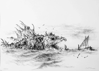 Toman Karel – Leviatan, původní litografie, nedatováno