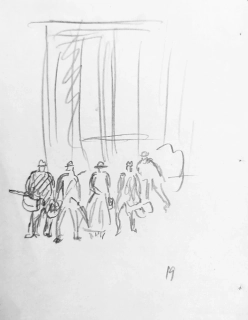 Kotík Pravoslav – Muzikanti, kresba tužkou, 1919