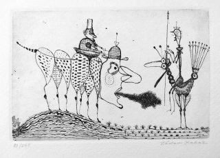 Kabát Václav – Don Quijote a Sancho Panza, původní lept, nedatováno