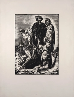 Polášek Viktor – Hamlet, původní dřevoryt, 1943