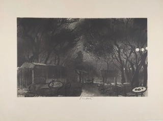 Sivko Václav – Melancholická kavárna, původní litografie, 1947
