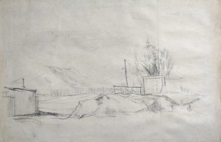 Sivko Václav – Na Berounce, kresba tužkou, 1943