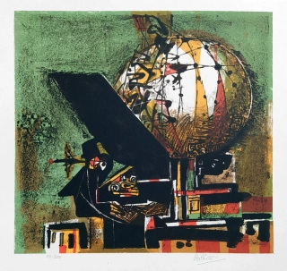 Liesler Josef – Sonáta pro čtyři ruce, původní barevná litografie, 1965