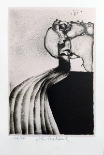 Suchánek Vladimír – Rozjímání, monochromatická litografie, 1999