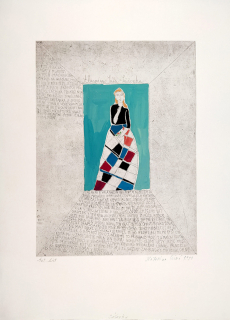 Černá Kateřina – Alexandra Sáša Sášenka, pro knihu „Cesta za obrazy“, kombinovaná technika, autorský tisk, 1990