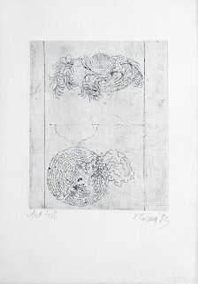 Černá Kateřina – Dívka v klobouku, lept, autorský tisk, 1983