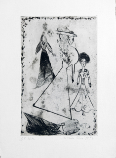 Černá Kateřina – Dívky na korze, lept, autorský tisk, 1976
