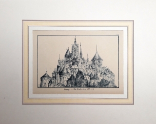 Praha – Pražský hrad, původní litografie, pragensia, 1885