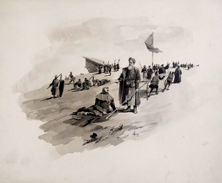 Oliva Viktor – Výlet pana Broučka, knižní ilustrace str. 134, kresba tuší, 1889