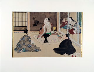 Japonsko – Figurální žánrový výjev, akvarel a kvaš na papíře, 19. stol.