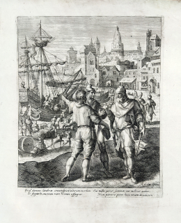 Passe, Crispijn de – Jonáš v přístavu Joppa, předloha Marten de Vos, původní mědiryt, ca 1600