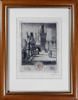 Hofbauer Arnošt – Praha, Ex libris A. Hofbauer, zrnkový lept, 1923