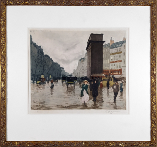 Šimon Tavík František – Les Grands Boulevards v Paříži, barevný lept, č. gr. soupisu 76, 1908
