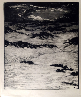 Kobliha František – Z cyklu Máj, původní dřevoryt na císařském japanu, autorský ruční tisk, 1911