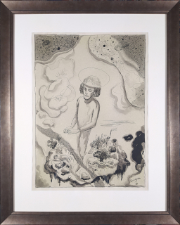 Konůpek Jan – Kristus žehnající, lavírovaná kresba tuší, 1930