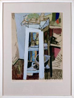 Fišárek Alois – Kubistické zátiší, rozměrná barevná litografie, 1963