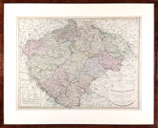  Čechy – Mapa království Českého, A. M. David, staře kolorovaný původní mědiryt, 1800