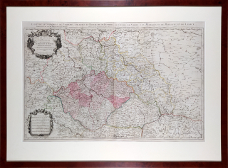 Čechy, Morava, Slezsko a Lužice – N. Sanson, staře kolorovaný původní mědiryt, 1685
