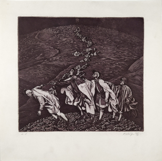Kisza Herbert – Bez názvu, autorský tisk, původní lept s akvatintou, 1977