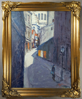 Paříž – Montmartre, neurčený autor, olej na plátně, blondelový rám, nedatováno