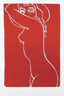 Janeček Ota – Venuše a Adonis, původní linoryt, ca 1980