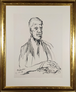 Kokoschka Oskar – Autoportrét s želvou, původní litografie, 1969