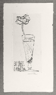 Janeček Ota – Ex libris O. Kopáčka, původní lept, 1954