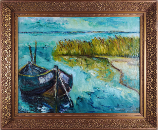 Kleinfeldt Franz Walter – Rybářská loď, olejomalba na kartonu, nedatováno