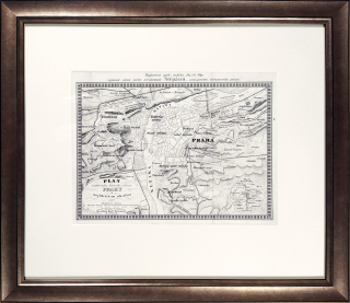 Praha – plán města, Kretzschmar, původní oceloryt, 1852