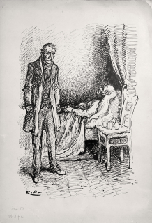 Adámek Rudolf – Tajnosti pařížské, knižní ilustrace, VII. str. 172, kresba tuší, 1930