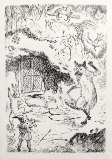 Wowk Jiří – Pohádka za pohádkou, knižní ilustrace, kresba tuší, 1941