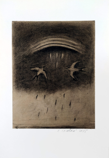 Kovalová Anežka – Duben, signovaná kresba uhlem, 2015