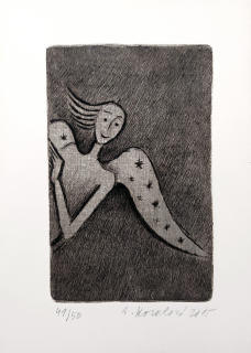 Kovalová Anežka – Úsměv, signovaná suchá jehla, č. 41/50, 2015