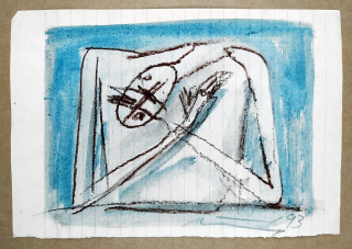 Načeradský Jiří – Studie muže, kresba pastelem, kolorovaná akvarelem, 1993