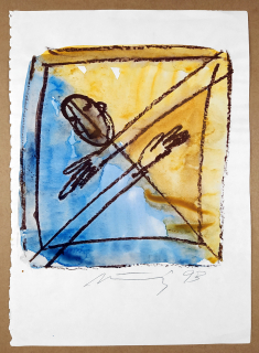 Načeradský Jiří – Studie muže, kresba pastelem, kolorovaná akvarelem, 1993