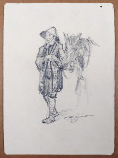 Šimon Tavík František – Studie muže, kresba tužkou, ca 1927