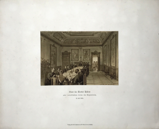 Kuks – klášter, prusko–rakouská válka 1866, barevná litografie, 1867
