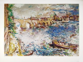 Kokoschka Oskar – Prag. Karlsbrücke 1935, světlotisková reprodukce N°1004, nedatováno
