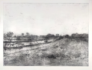 Kučerová Alena – Krajina, autorský tisk z perforovaného plechu, 1987