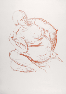 Hettner Otto – Sedící akt, původní litografie, 1921
