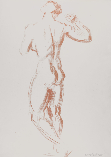 Hettner Otto – Stojící akt, původní litografie, 1921