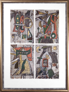 Gross František – Čtyři figury, rozměrná barevná litografie, 1965