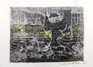 Janeček Ota – Figura, kolorovaný monotyp, 1944